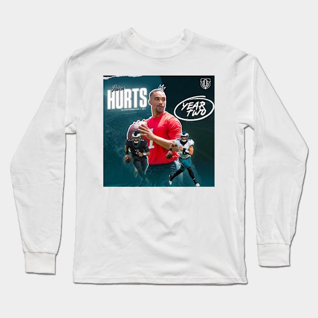 Jalen Hurts QB1 SZN Long Sleeve T-Shirt by Eagles Unfiltered